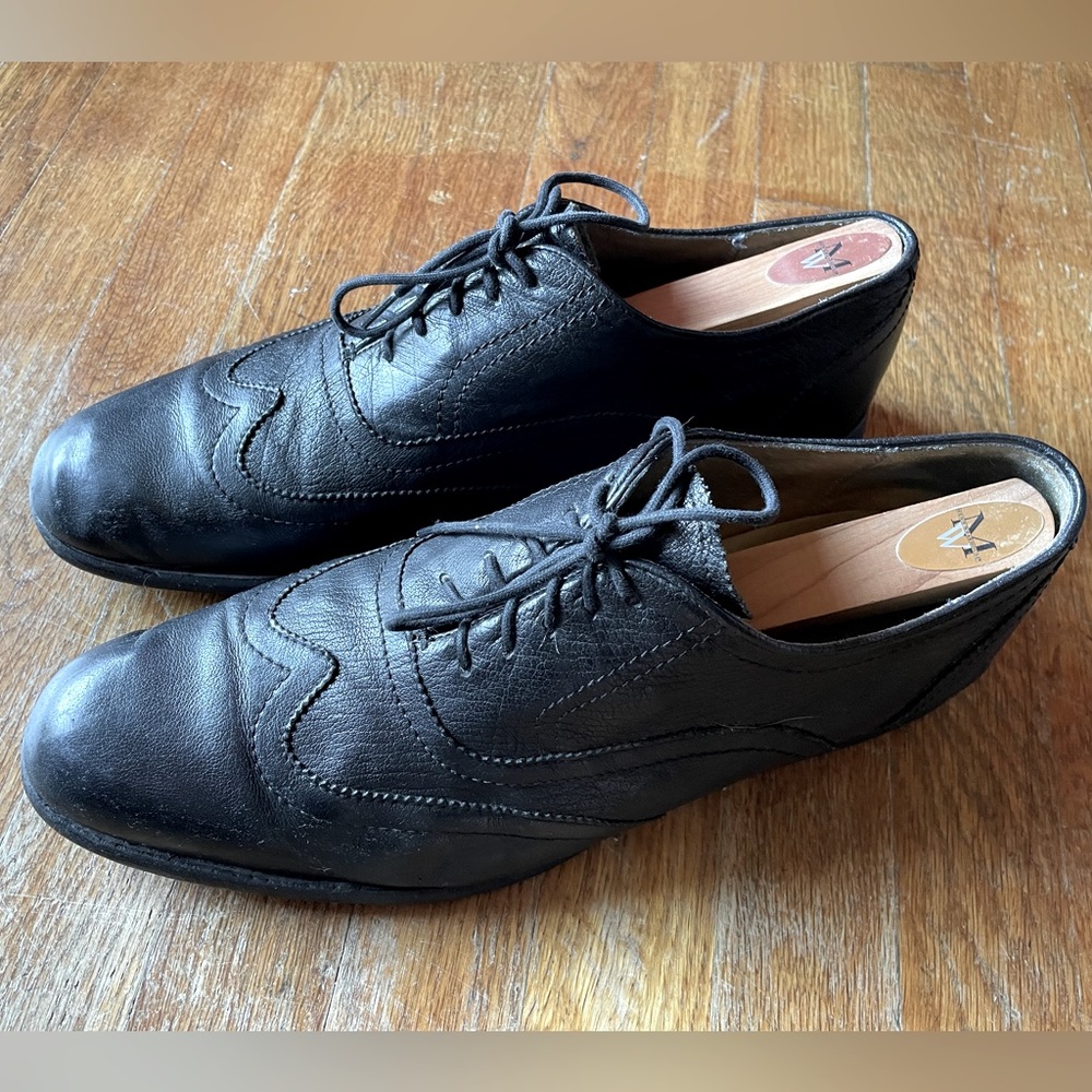 Frye Black Leather Wingtip Oxfords